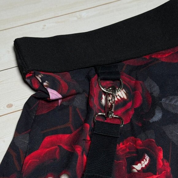 SOLD Killstar Red Rose Horror Monster Black Skater Skirt Large Stretch Goth Punk - Picture 3 of 8